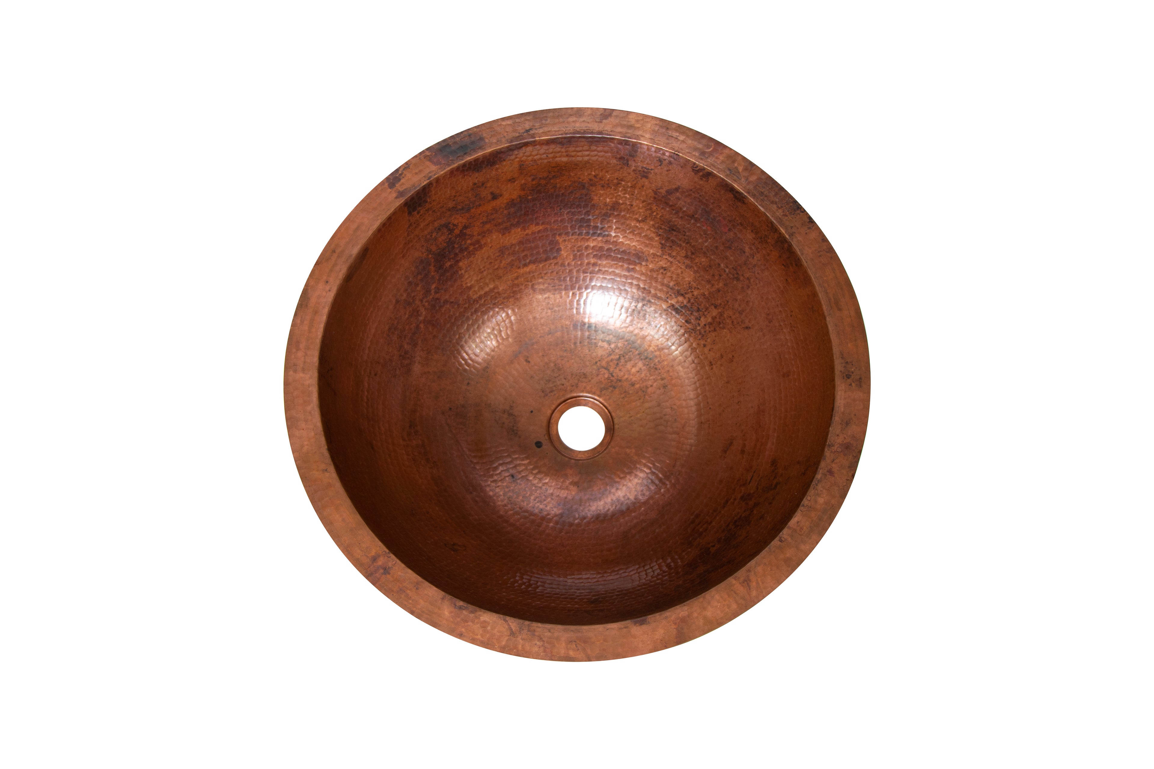 17" Round Hammered Copper Bathroom Sink
